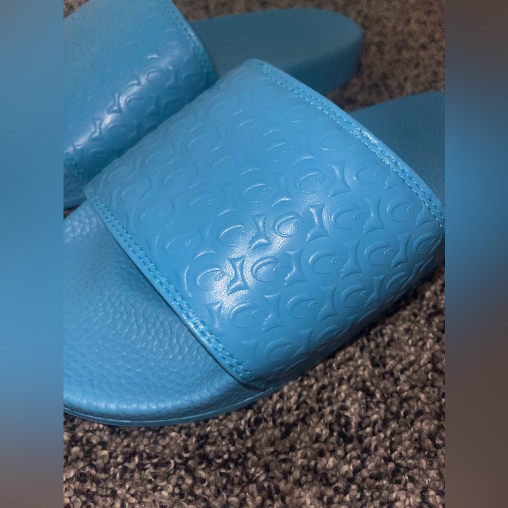 Blue Cookies Monogram Slides-Men's Size 9